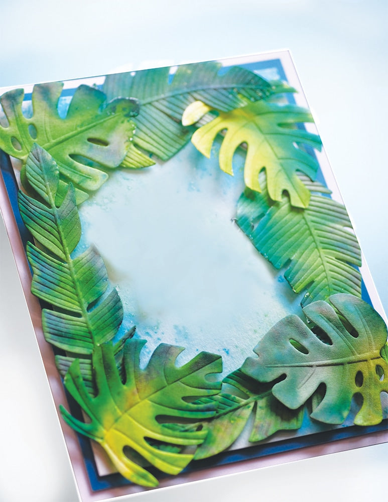 Memory Box 3D Prägeschablone - Tropical Leaves inkl. 4 passender Stanzschablonen