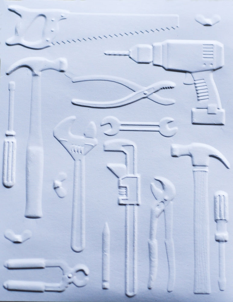 Memory Box 3D Prägeschablone - Toolbox 3D Embossing Folder + 6 passende Stanzschablonen