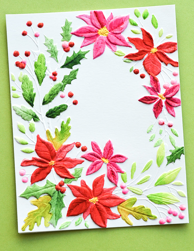 Memory Box 3D Prägeschablone - Poinsettia Corner 3D Embossing Folder and Dies