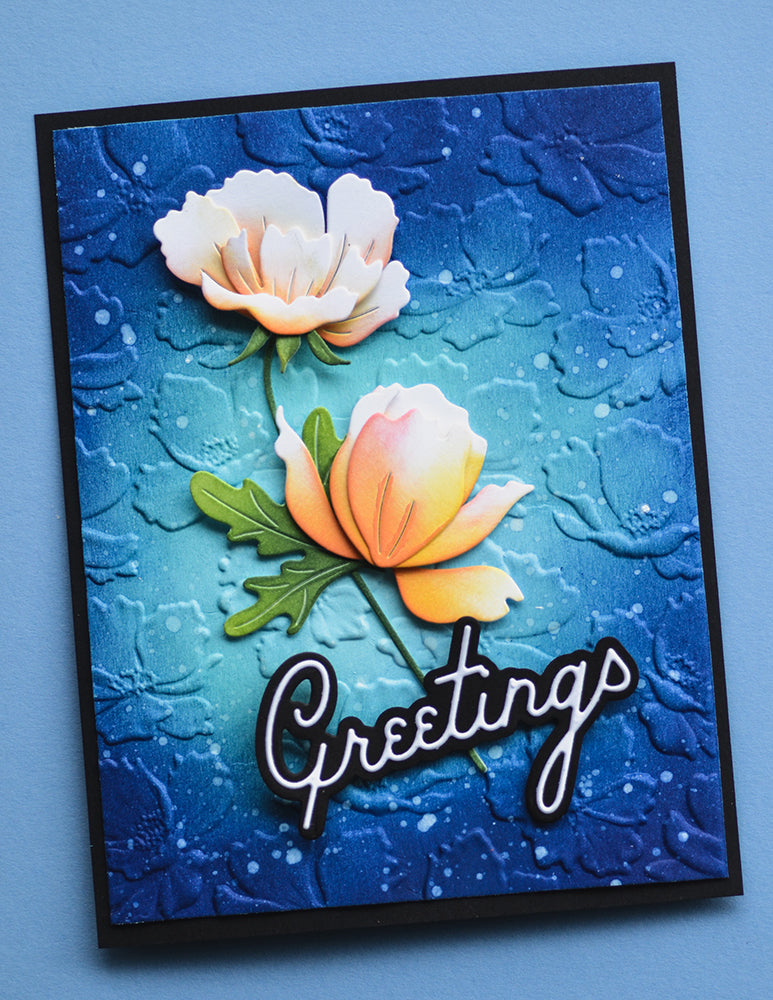 Memory Box 3D Prägeschablone - EF1041 Anemone Drift 3D Embossing Folder and Cutting Dies