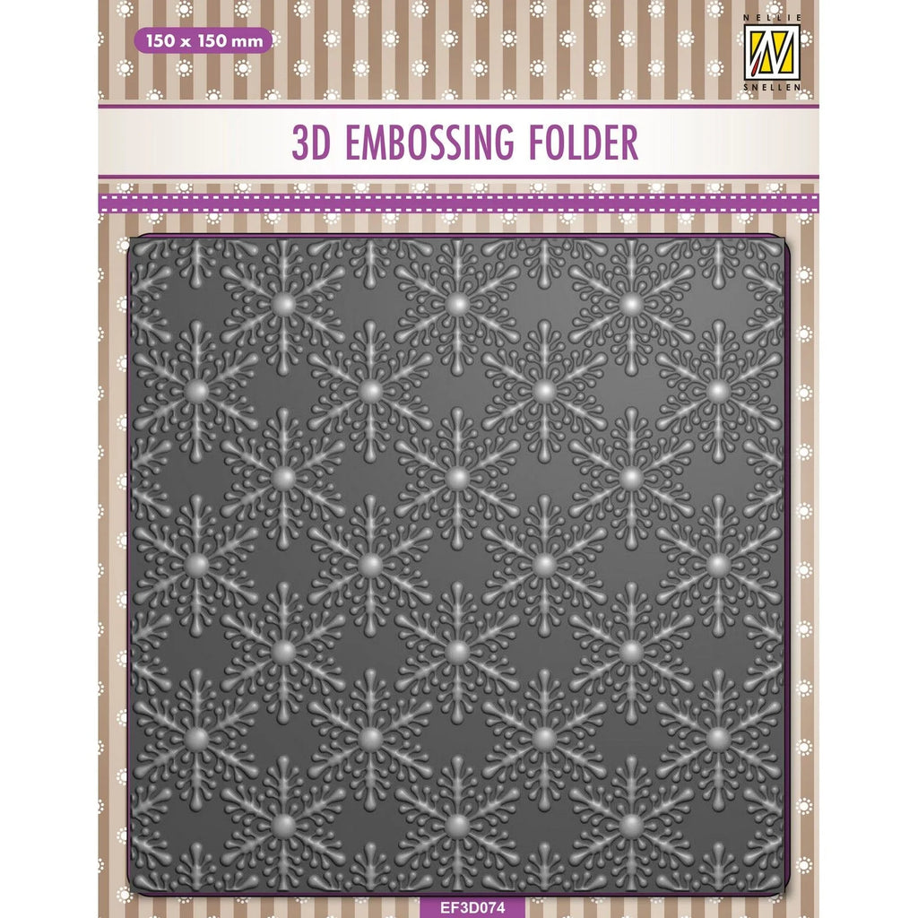 Nellie's Choice 3D Prägefolder Prägeschablone Schneeflocken Weihnachten 15 x 15 cm