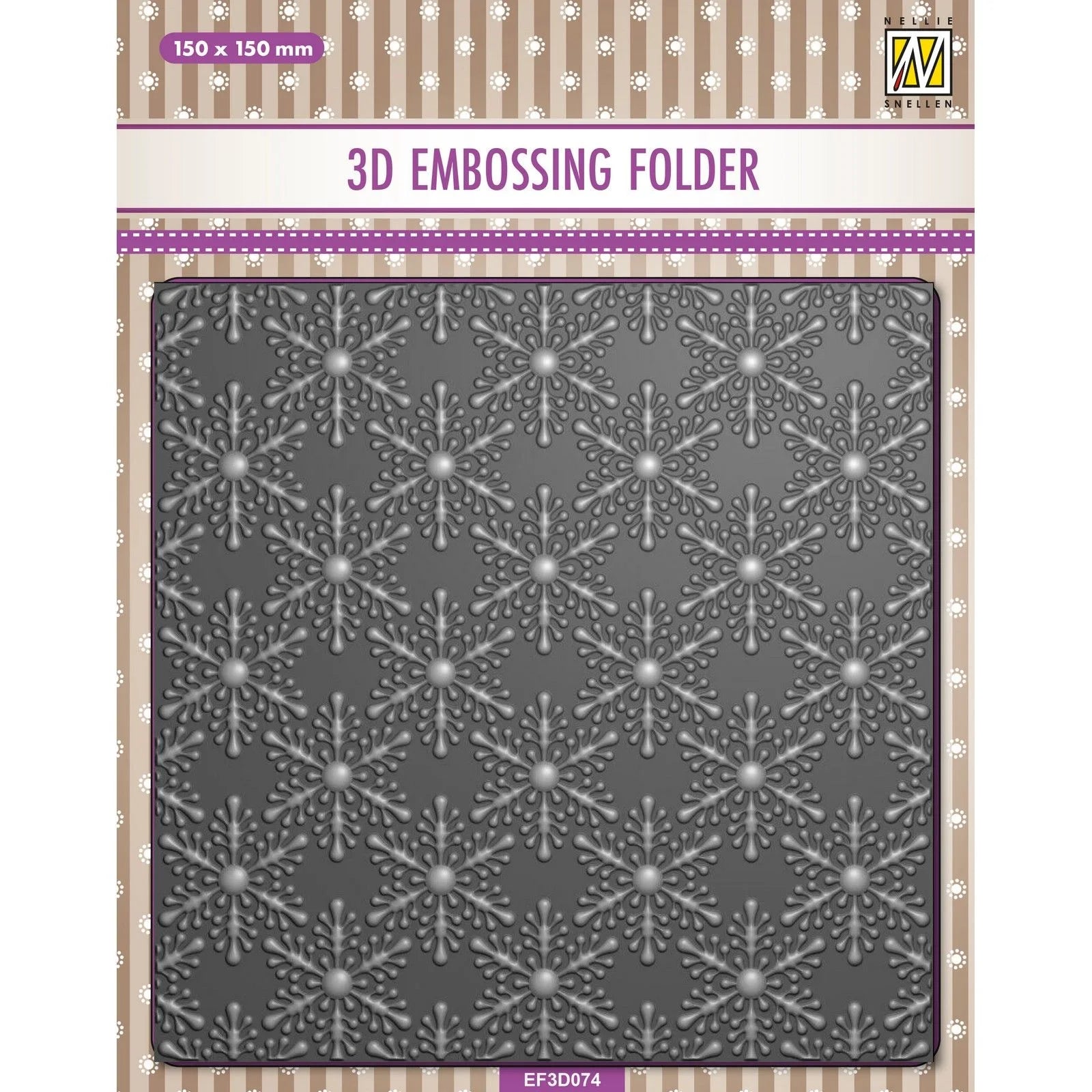 Nellie's Choice 3D Prägefolder Prägeschablone Schneeflocken Weihnachten 15 x 15 cm