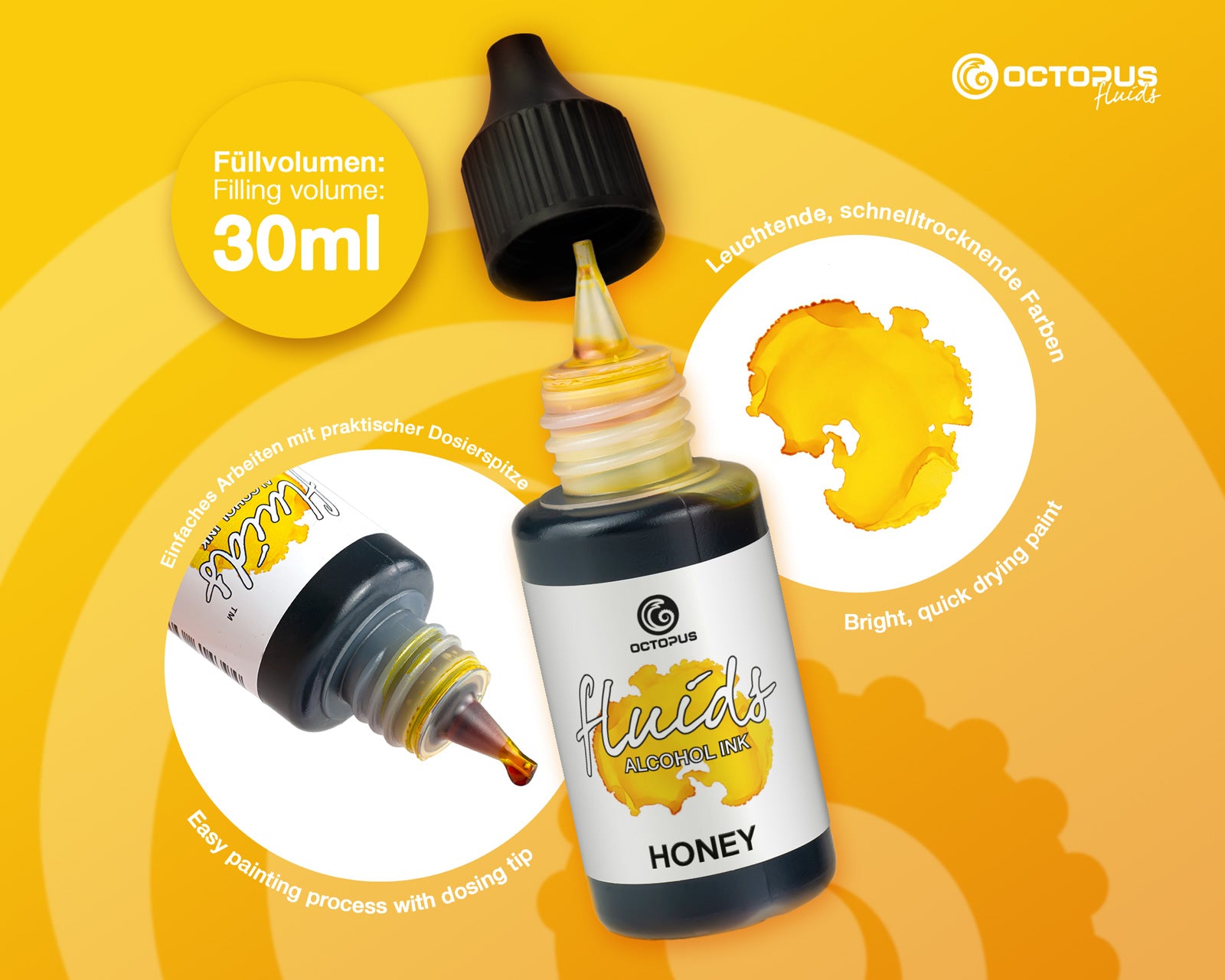 Octopus Fluids Alcohol Ink 30ml - Honey