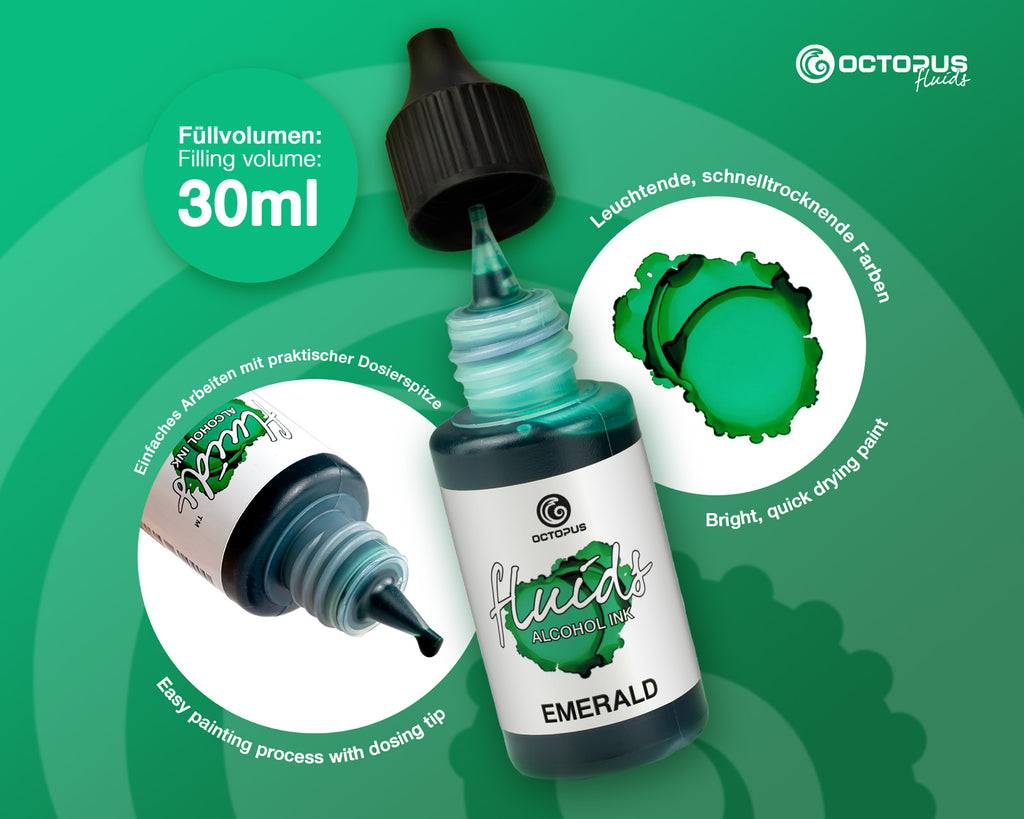 Octopus Fluids Alcohol Ink 30ml - Emerald