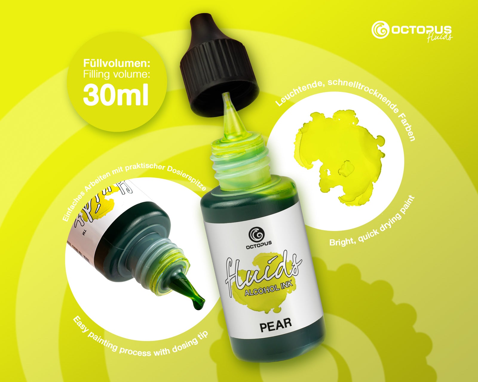Octopus Fluids Alcohol Ink 30ml - Pear