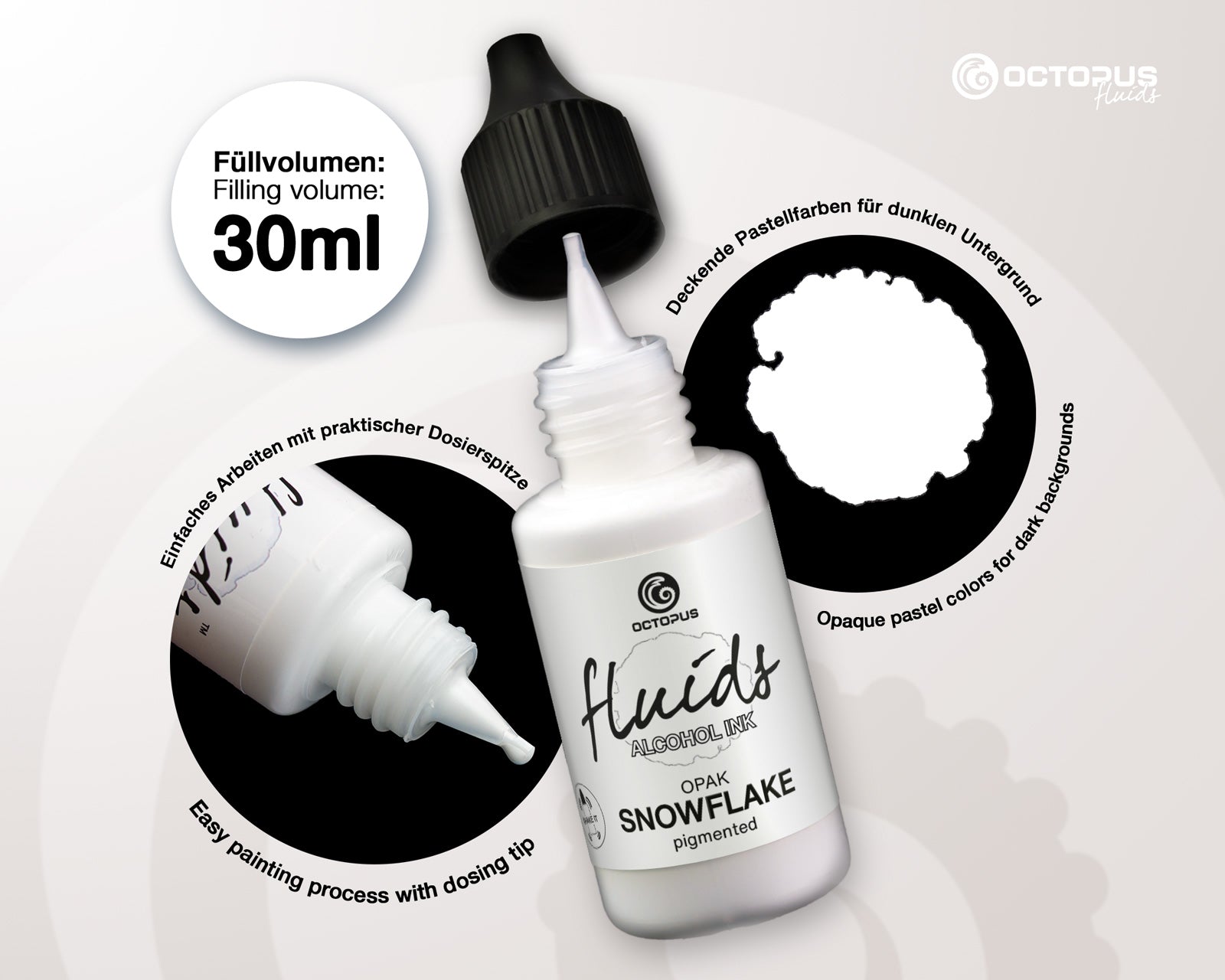 Octopus Fluids Alcohol Ink 30ml - Opak Snowflake
