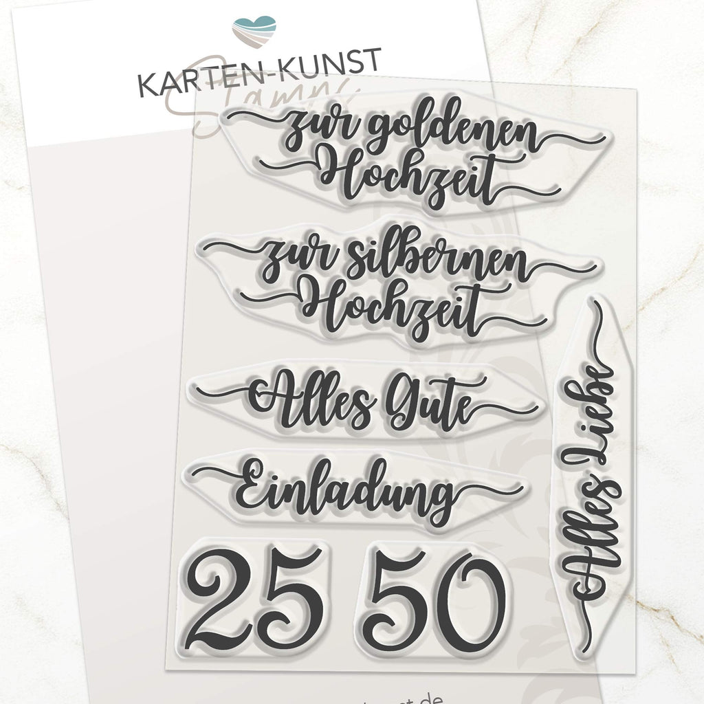 Stempelset Silberhochzeit & Goldhochzeit – KK-0119 Clear Stamps Karten-Kunst