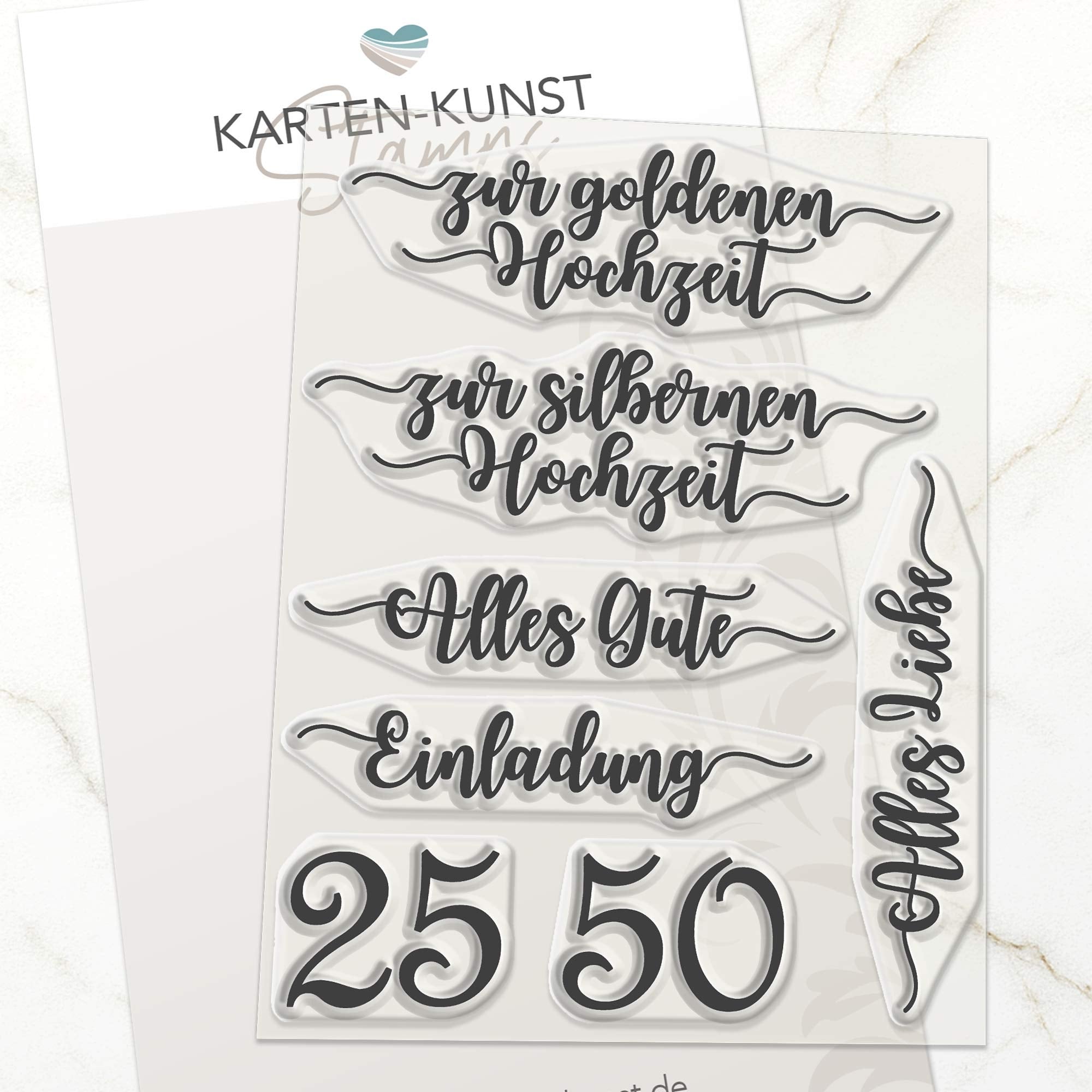 Stempelset Silberhochzeit & Goldhochzeit – KK-0119 Clear Stamps Karten-Kunst