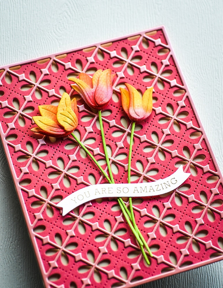 Poppy Stamps Stanzschablone - Pointy Lattice Plate