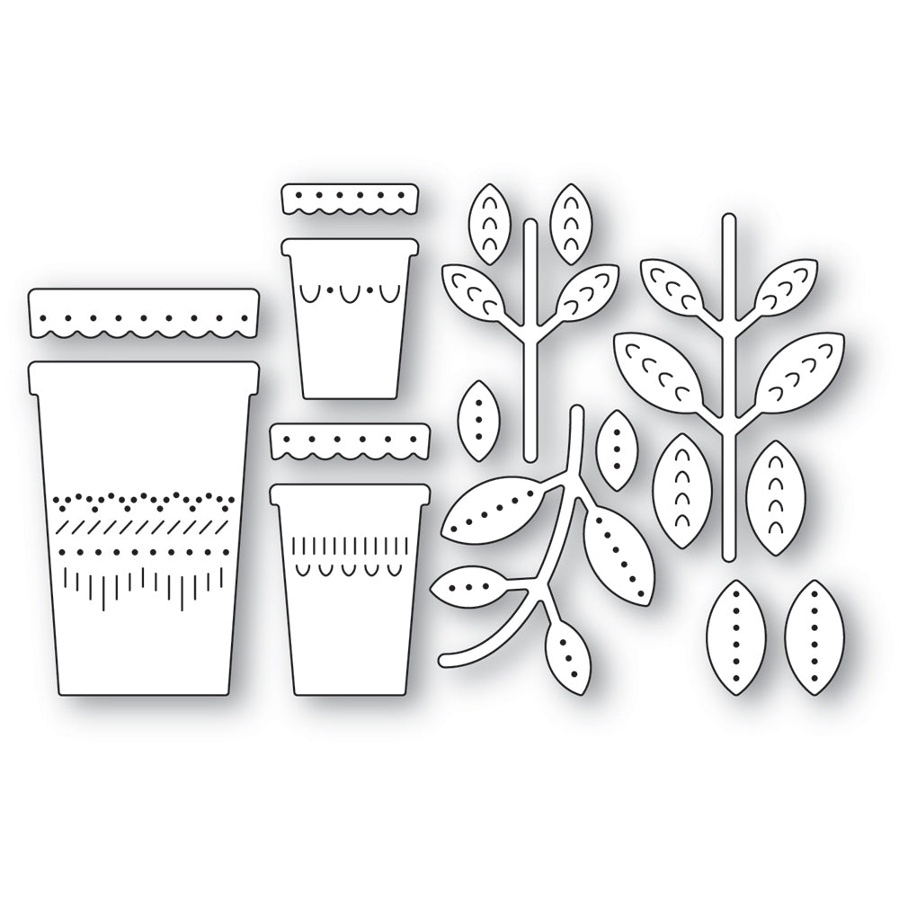Poppy Stamps Stanzschablone - 2612 Nordic Flower Pots and Stems