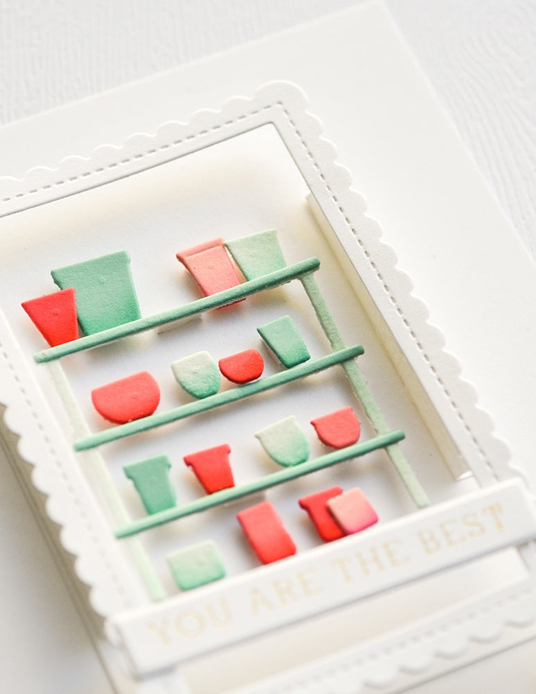 Poppy Stamps Stanzschablone - 2617 Corner Shoppe Flower Pot Shelves