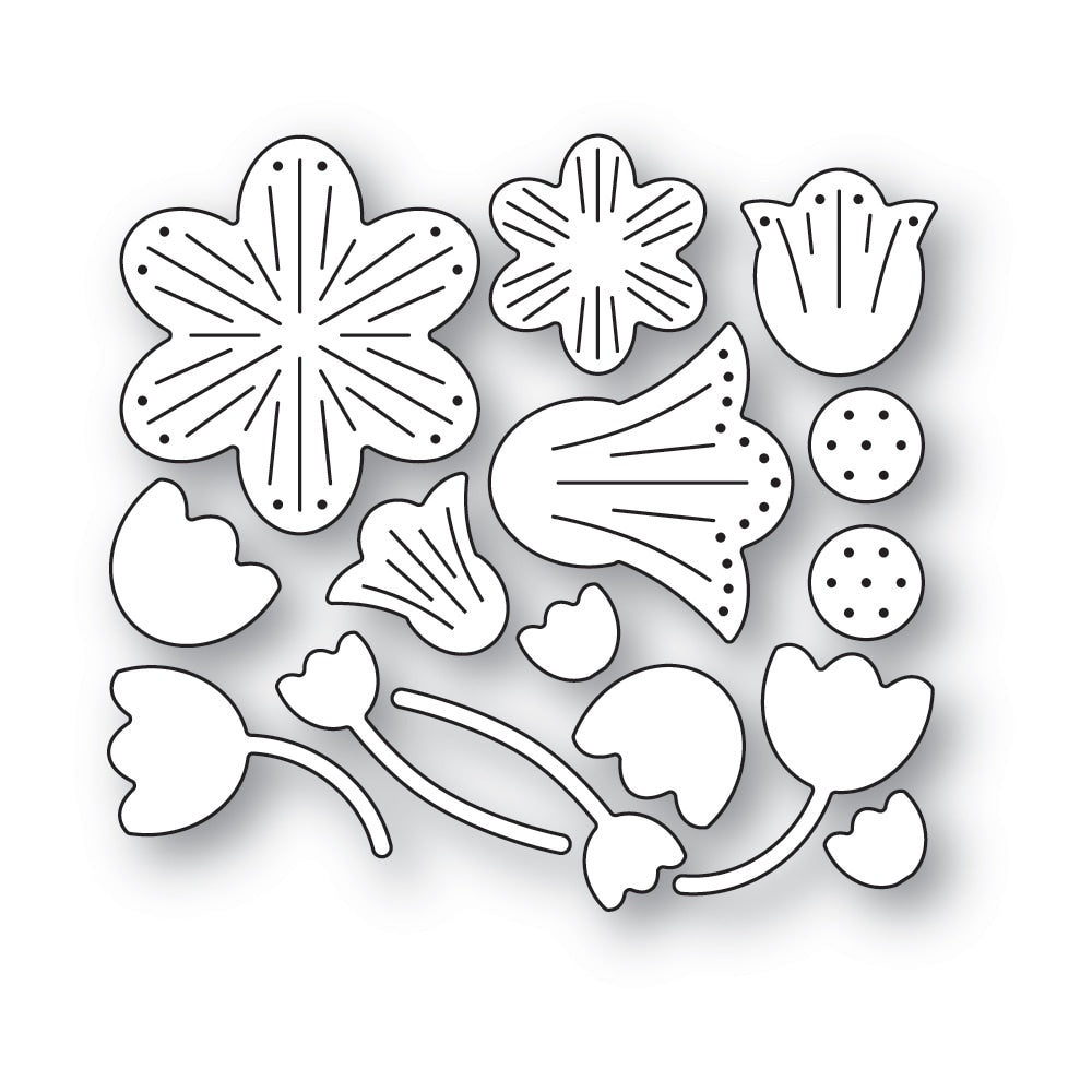 Poppy Stamps Stanzschablone - 2649 Nordic Drifting Flowers