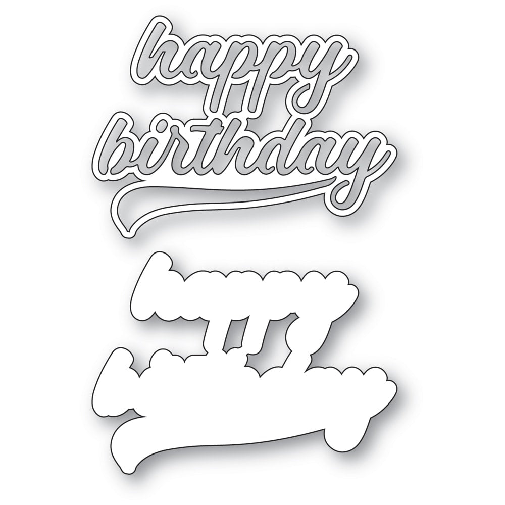 Poppy Stamps Stanzschablone - 2668 Happy Birthday Streamer Script