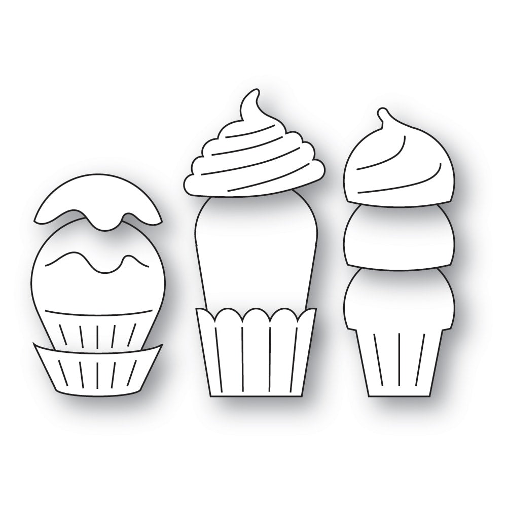 Poppy Stamps Stanzschablone - 2678 Frosted Cupcake Trio