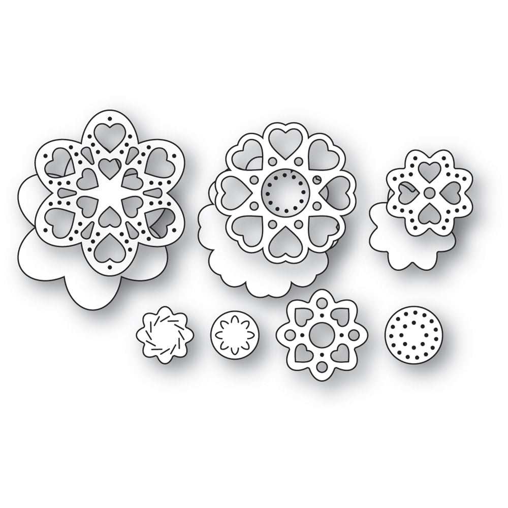 Poppy Stamps Stanzschablone - 2704 Heart Flowers