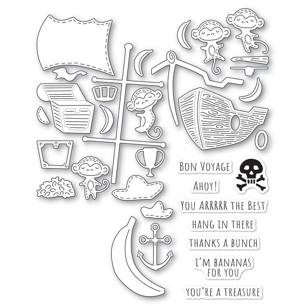 Poppy Stamps Stanzschablone - KT002 Whittle Pirate Monkey Kit