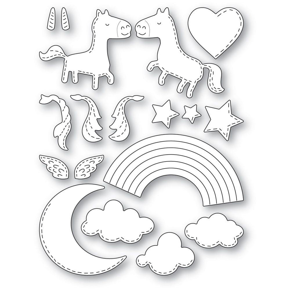 Poppy Stamps Stanzschablone - Whittle Rainbow Unicorn Kit