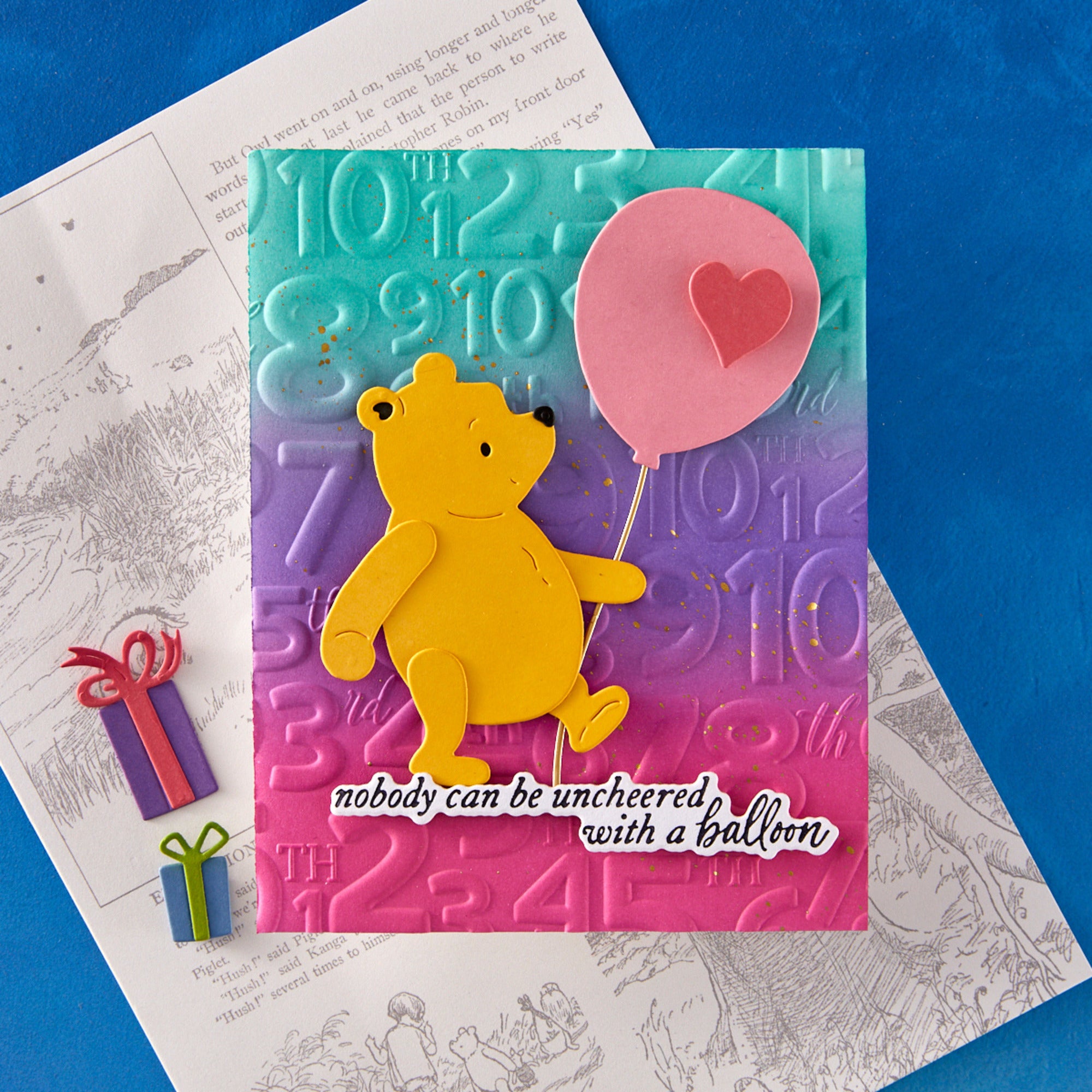 Spellbinders Say Cheese Classic Pooh Birthday 3D Embossing Folder GROSS