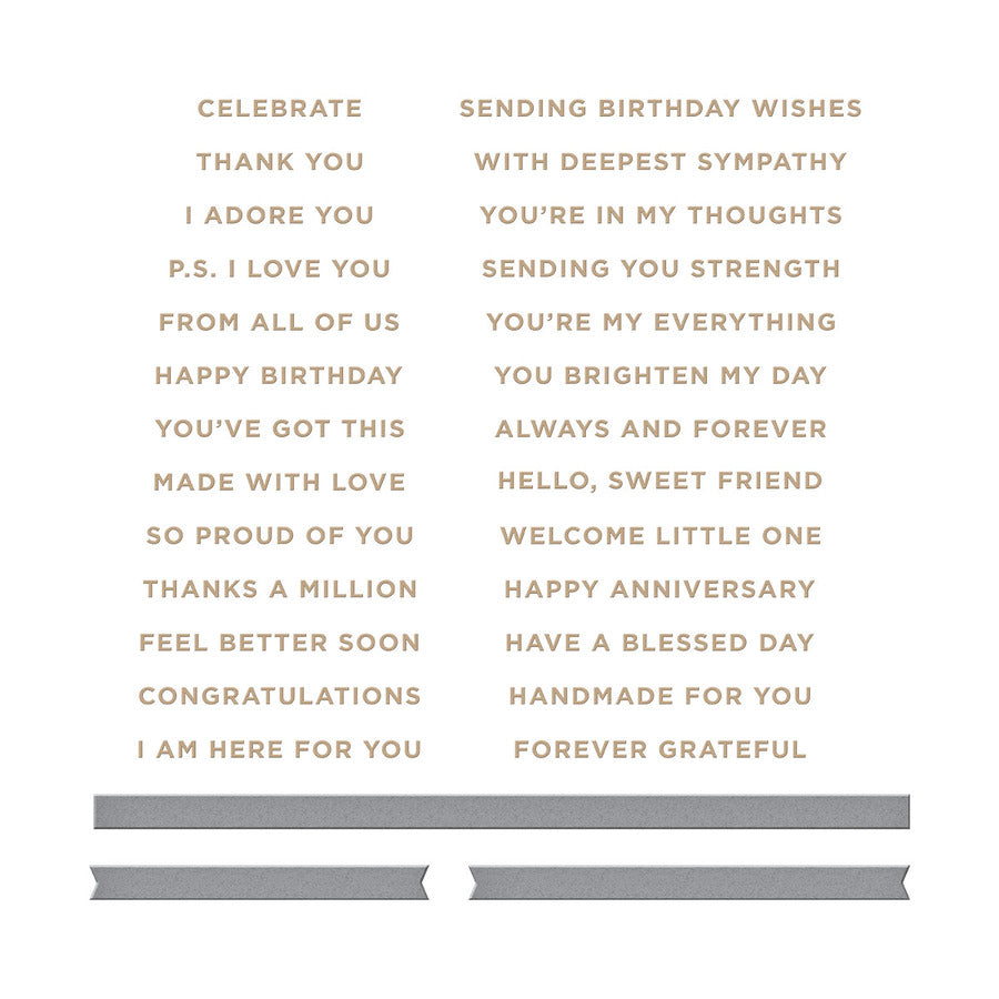 Spellbinders Glimmer Hot Foil Plates - Mini Everyday Sentiments  & Die Set