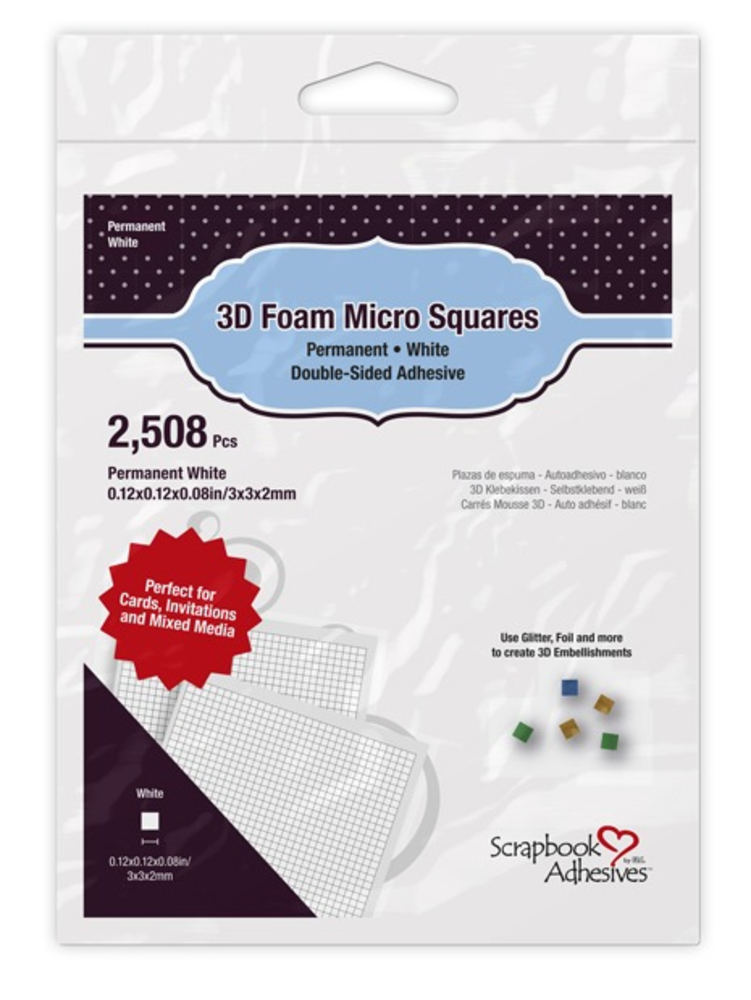 Scrapbook Adhesives 3D Foam Micro Squares - 3D-Abstands-Klebepads Mini weiß 3x3 mm