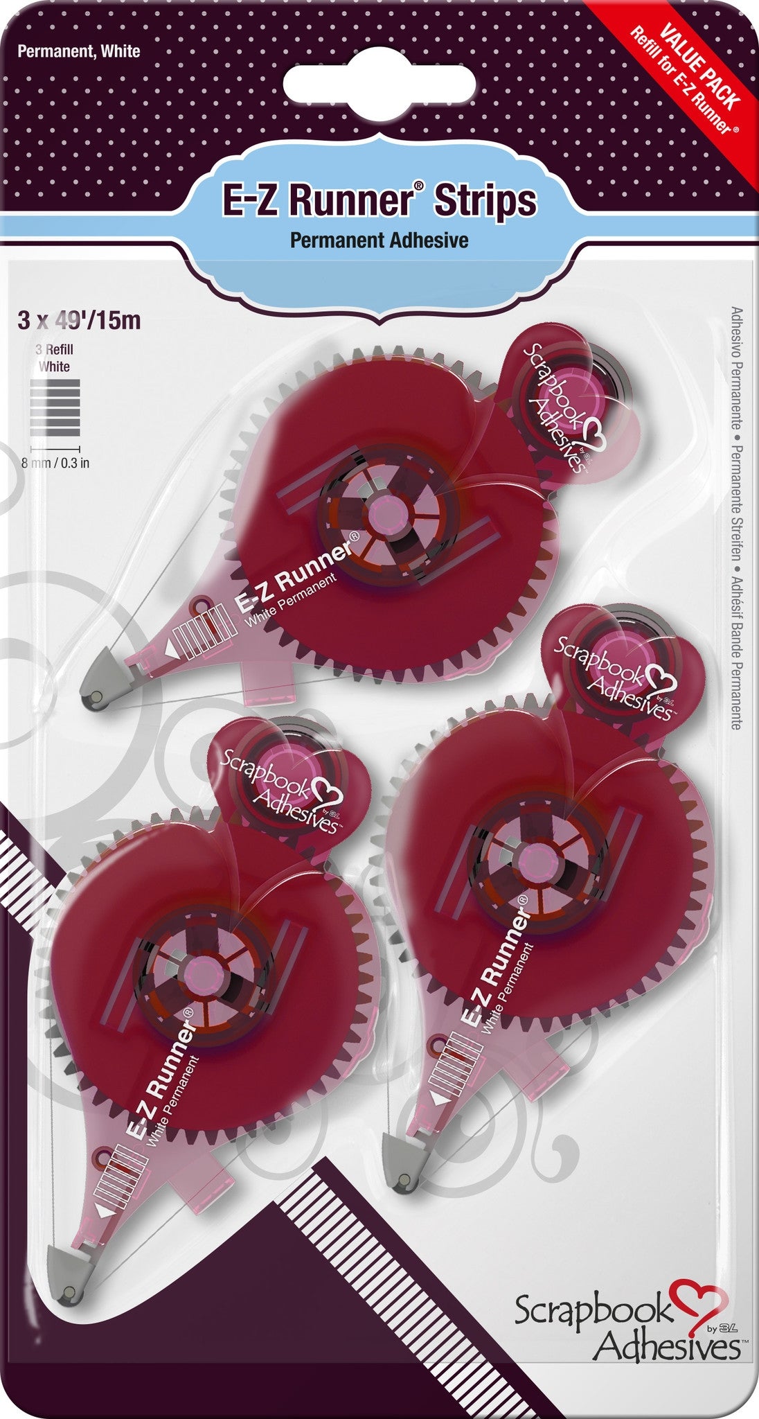 Scrapbook Adhesives E-Z Runner Strips Refill Pack 3 Ersatzrollen
