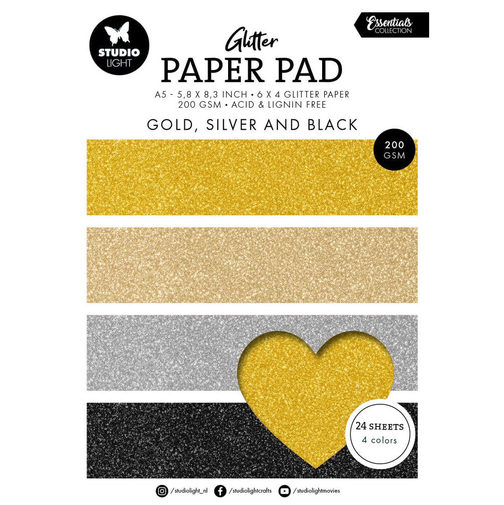 Studio Light Glitter Paper Pad - Glitzerpapier A5