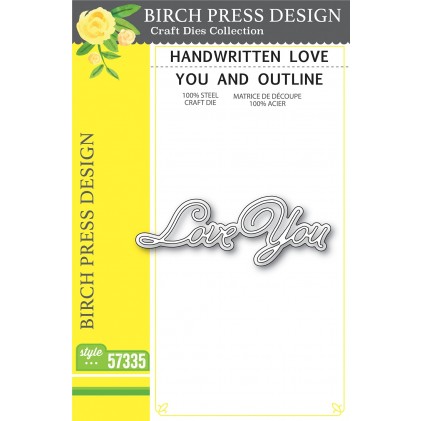 Birch Press Stanzschablone - Handwritten Love You and Outline