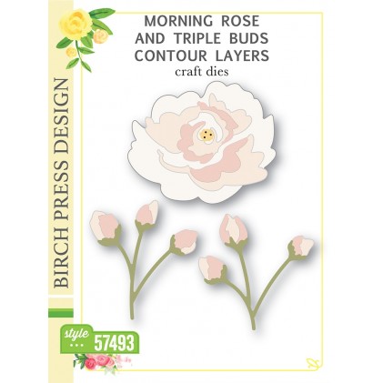 Birch Press Stanzschablone - Morning Rose and Triple Buds Contour Layers