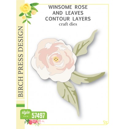 Birch Press Stanzschablone - Winsome Rose and Leaves Contour Layers