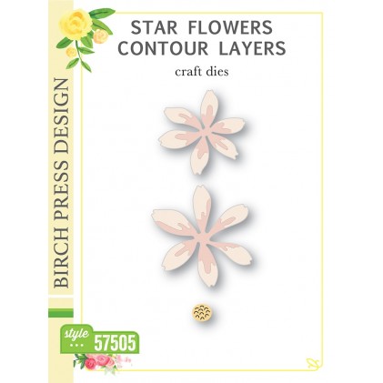 Birch Press Stanzschablone - Star Flowers Contour Layers