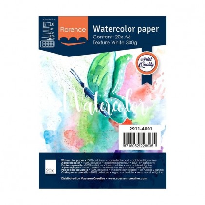 Florence Aquarellpapier Textur White A6 20 Blatt 300g/m²