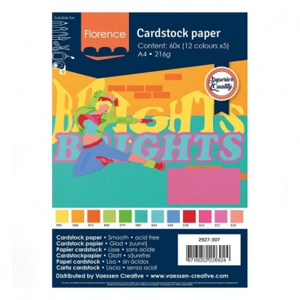 Florence Cardstock Glatt A4 60 Blatt - Bunt