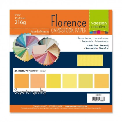 Florence Leinenkarton Multipack 15 x 15 cm 60 Blatt - Gelb