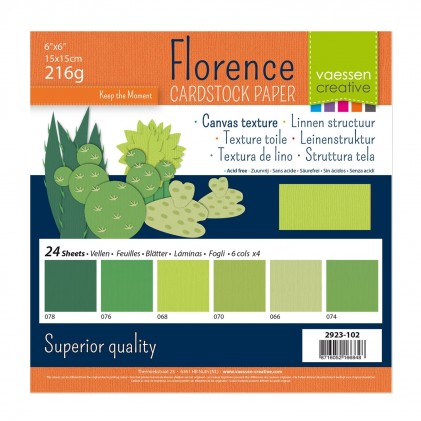 Florence Leinenkarton Multipack 15 x 15 cm 60 Blatt - Grün