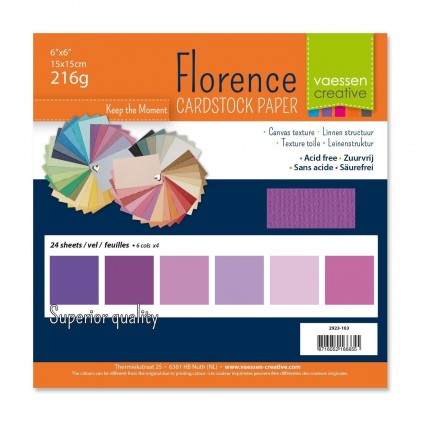 Florence Leinenkarton Multipack 15 x 15 cm 60 Blatt - Lila