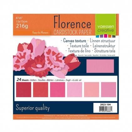 Florence Leinenkarton Multipack 15 x 15 cm 60 Blatt - Rosa