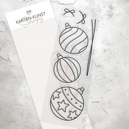 Karten-Kunst Clear Stamps KK-0246 - Silikonstempel Christbaumkugeln / Scribble Ornaments Stempel zu Weihnachten