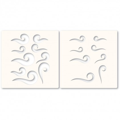 Memory Box Template Set - Curling Waves Stencil
