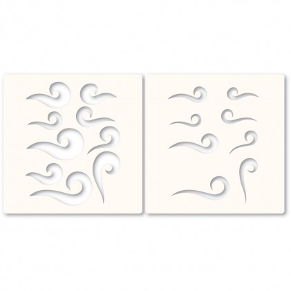Memory Box Template Set - Curling Waves Stencil