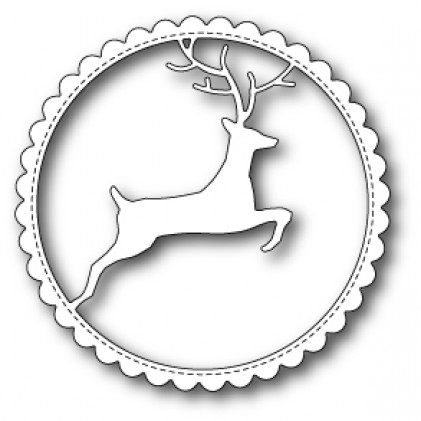Memory Box Stanzschablone - Reindeer Scalloped Circle Frame 