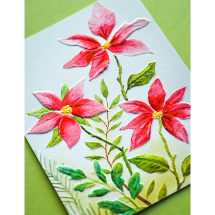 Memory Box 3D Prägeschablone - Perfect Poinsettias 3D Embossing Folder and Dies