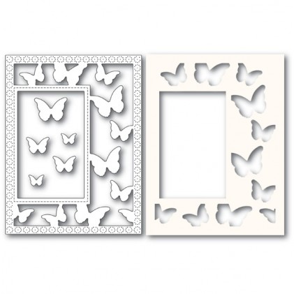 Poppy Stamps Stanzschablone - Beautiful Butterflies Sidekick Frame and Stencil 