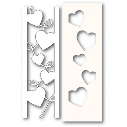 Poppy Stamps Stanzschablone - 2301 Curvy Heart Side Strips and Stencil 