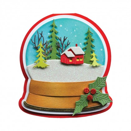 Poppy Stamps Stanzschablone - Cabin Snowglobe Pop Up Easel