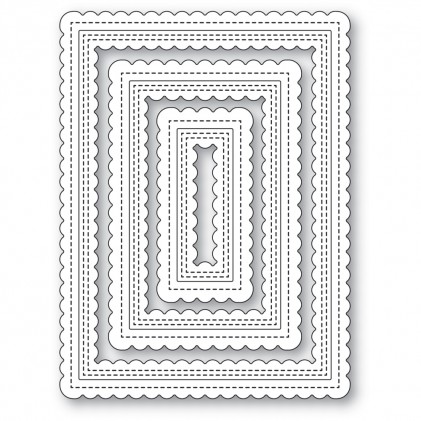 Poppy Stamps Stanzschablone - Double Scalloped Stitched Frames