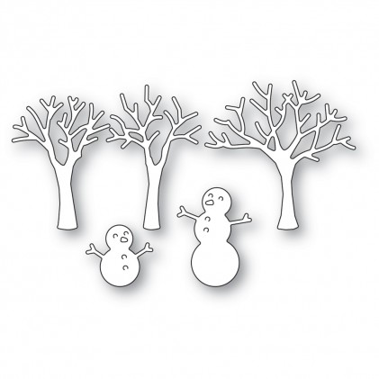 Poppy Stamps Stanzschablone - 2490 Snowman and Trees