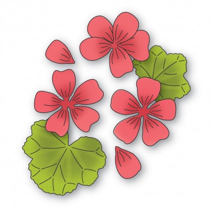 Poppy Stamps Stanzschablone - 2521 Brilliant Geraniums Flower Set
