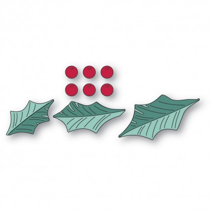 Poppy Stamps Stanzschablone - 2536 Layered Holly Leaf Trio