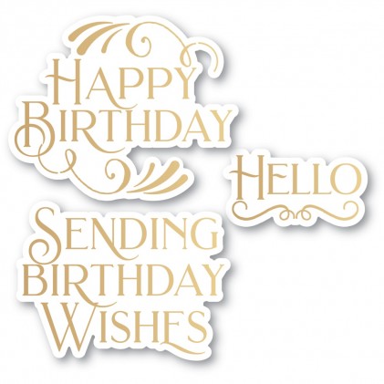 Poppy Stamps Hot Foil Plate - PSF807 Birthday Wishes Poe Script (inkl. Stanzschablonen)