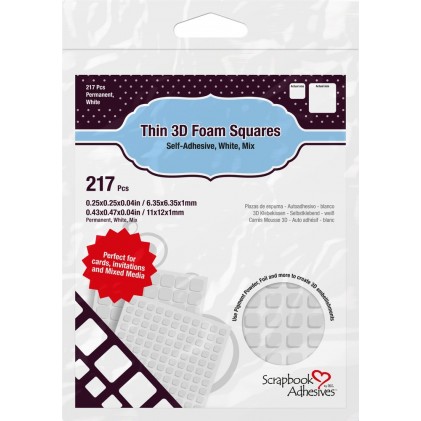 Scrapbook Adhesives Thin 3D Foam Squares - 3D-Abstands-Klebepads Mix weiß 1mm hoch